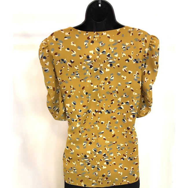 Animal Print V-Neck Top (Mustard/Burgundy/Navy)