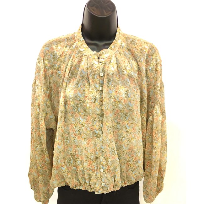 Vintage Floral Print Blouson Top