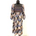 Blue Brown & Tan Leaves Maxi Dress