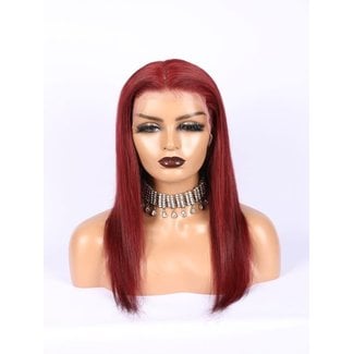 14" 13x4 Copper Red Human Hair Wig