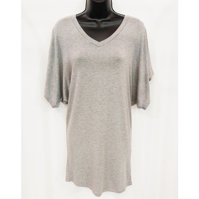 V-Neck Boxy Kimono Short Sleeve Shirt