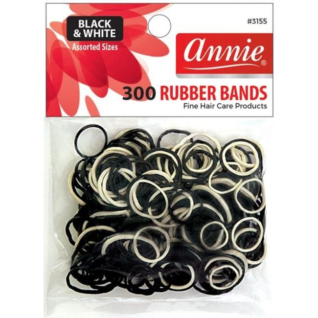 Annie Rubber Bands Black & White 300pc