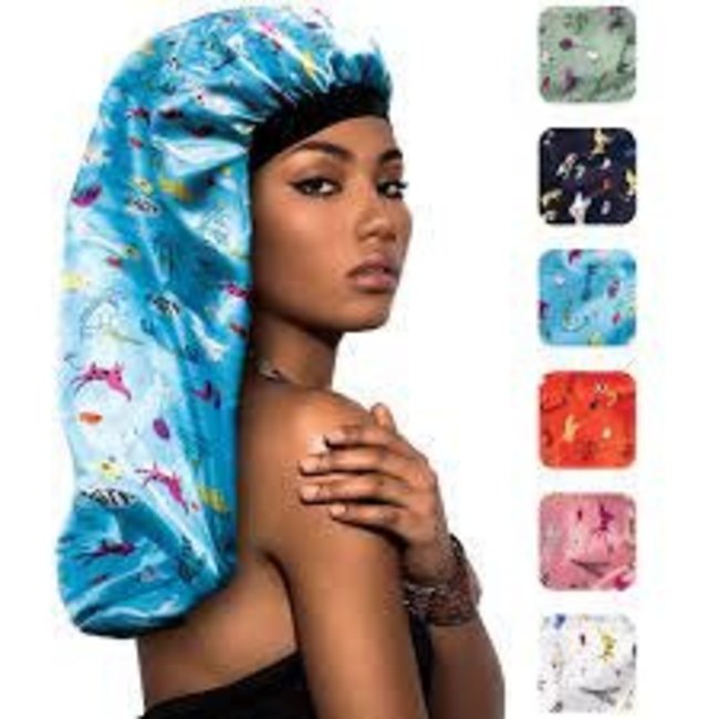 Xtra Long Silky Designed Bonnet Cap Single Layer Paris Assorted