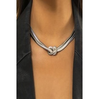 Silver Double Layer Knot Necklace