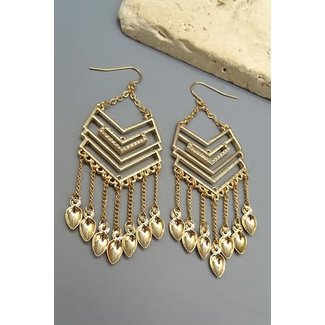 Gold Boho Chevron Chandelier Earrings