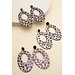 Wood Oval Leopard Print Earrings