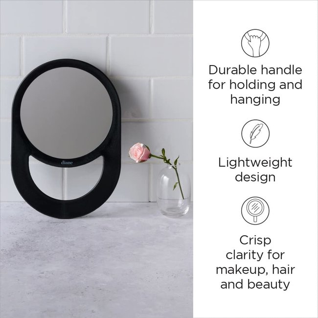 Handheld 1 Sided Mirror 11"x7.5" Black