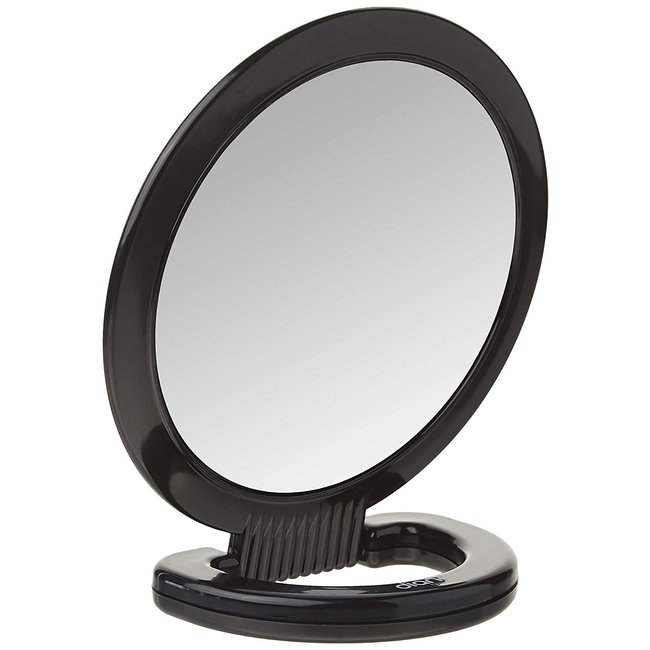 Handheld & Stand 2 Sided Mirror 6" x 10" Black