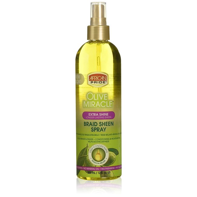 African Pride Olive Miracle Braid Sheen Spray- Extra Shine 12oz