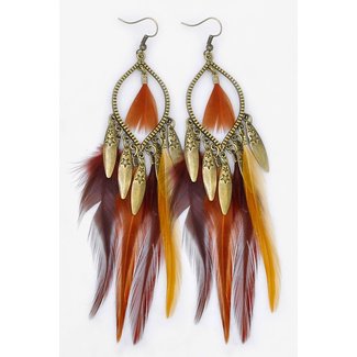 Boho Long Brown Feather Earrings