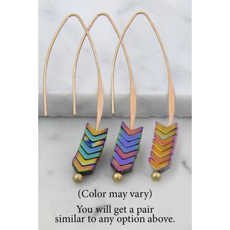 Boho Chevron Stone Earrings Multi Color