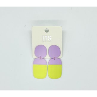 Lavender/Lime Colorblock Coated Dangle Earrings