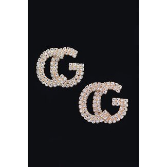 CG Rhinestone Button Earrings