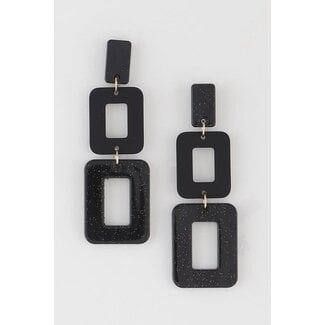 Two Toned Square Drop Earrings