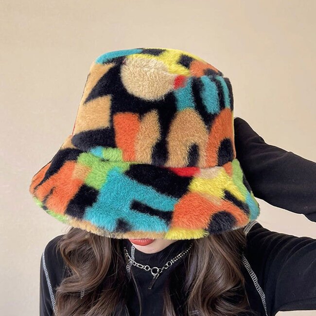 Multi Color Fur Bucket Hat