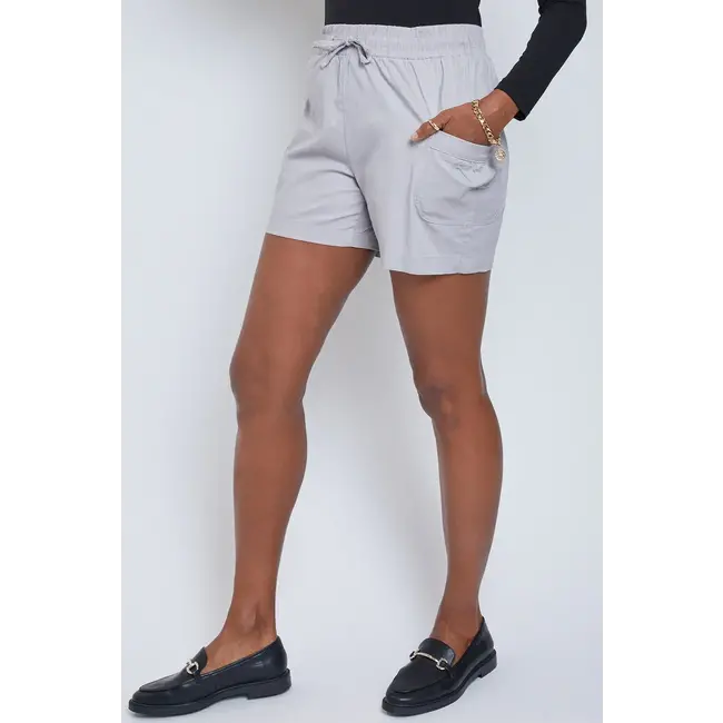 Missy Drawstring Shorts with Pleated Side Pockets
