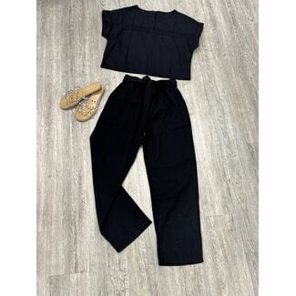 Linen belted two piece