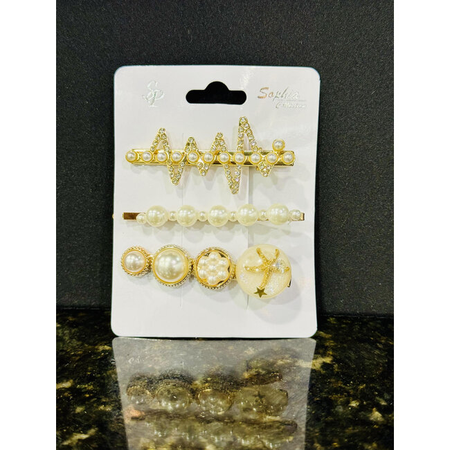 Pearl Thunder Hair Clip(Gold)