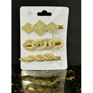 Rhinestone Studded Hair Clip(3pc)