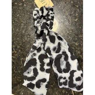 Black and Grey Leapord Scrunchie