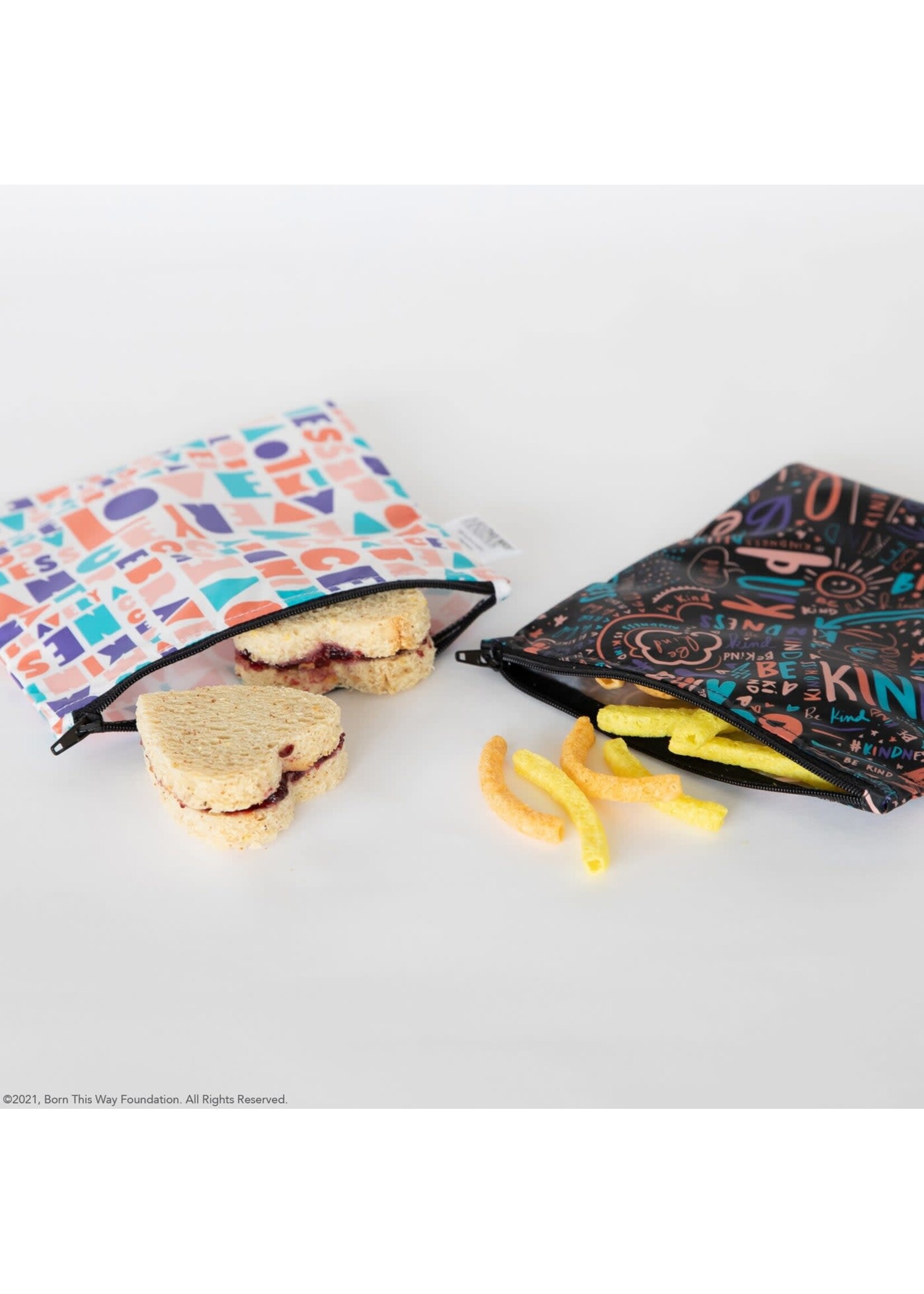 Bumkins Bumkins Large Reusable Snack Bag 2pk- Kindness