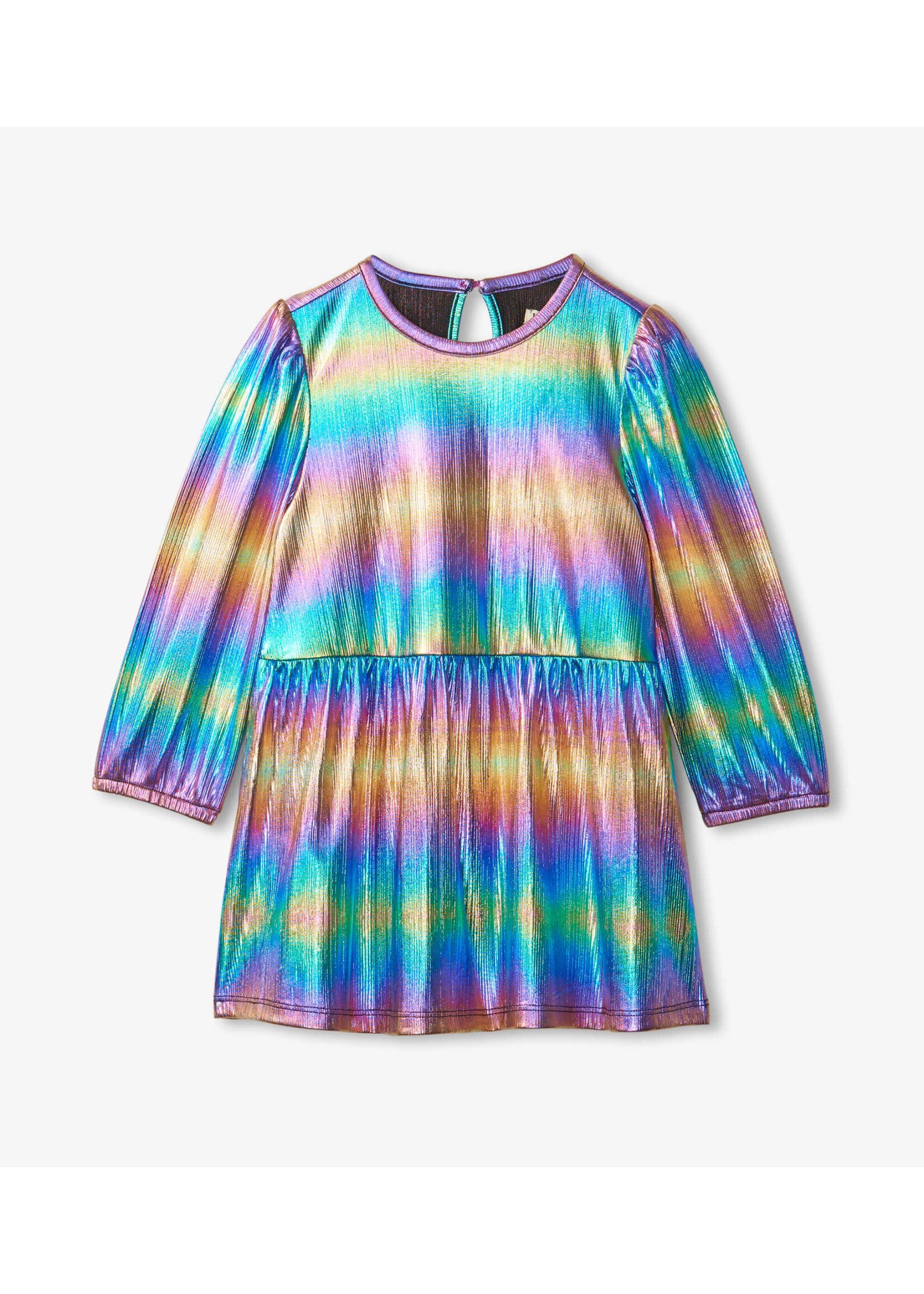 Hatley Hatley Metallic Rainbow Puff Sleeve Dress