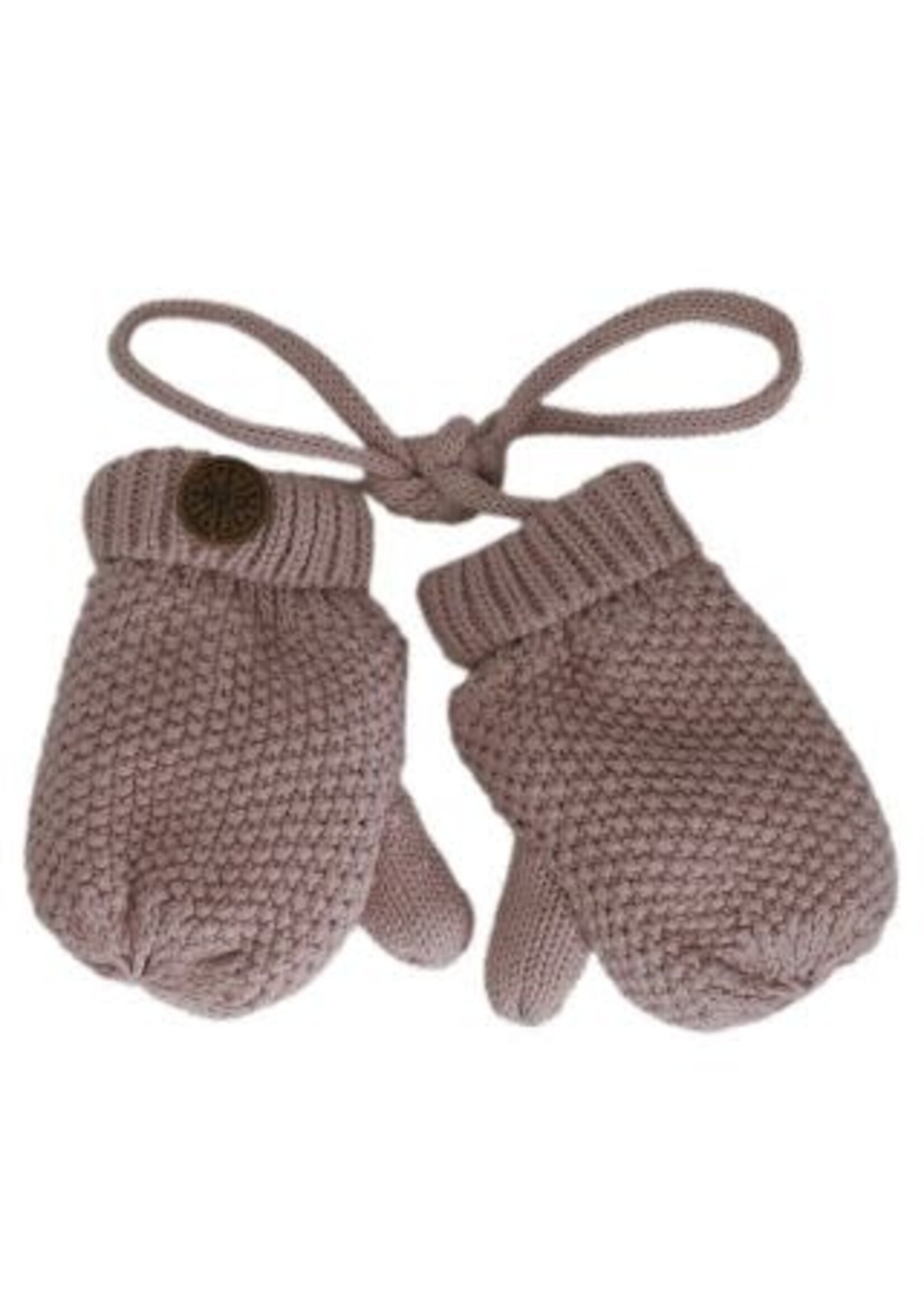 Calikids Calikids Winter Cotton Knit Mitten with Cord- Rose