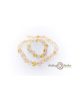 Healing Amber Healing Amber 15" Necklace- Gold & Rose Quartz