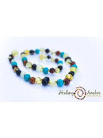 Healing Amber Healing Amber 13" Necklace- Multi & Turquoise Gemstone
