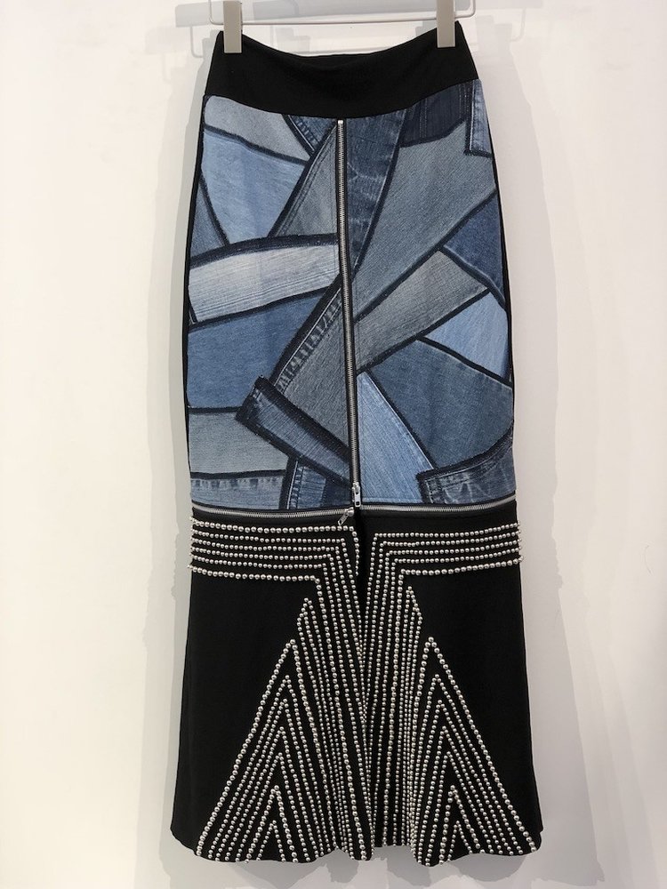 Rock n' Karma Zip Skirt Silver Studs