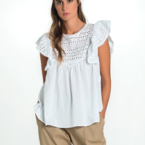 Eyelet and Ruffle Blouse