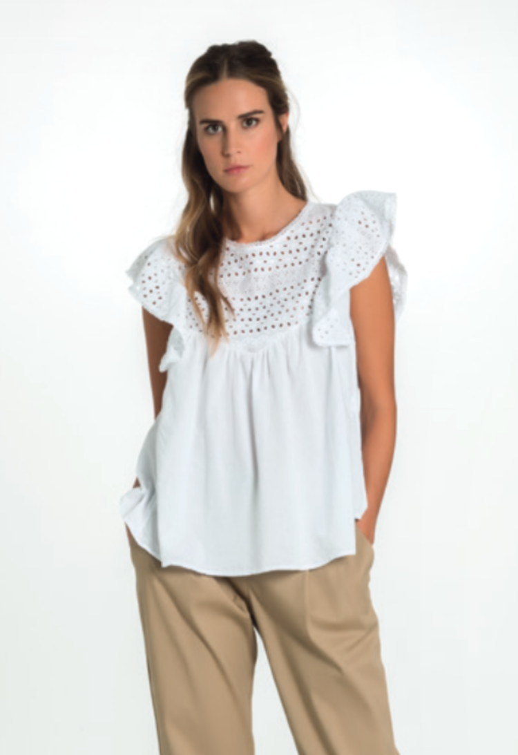 Eyelet and Ruffle Blouse