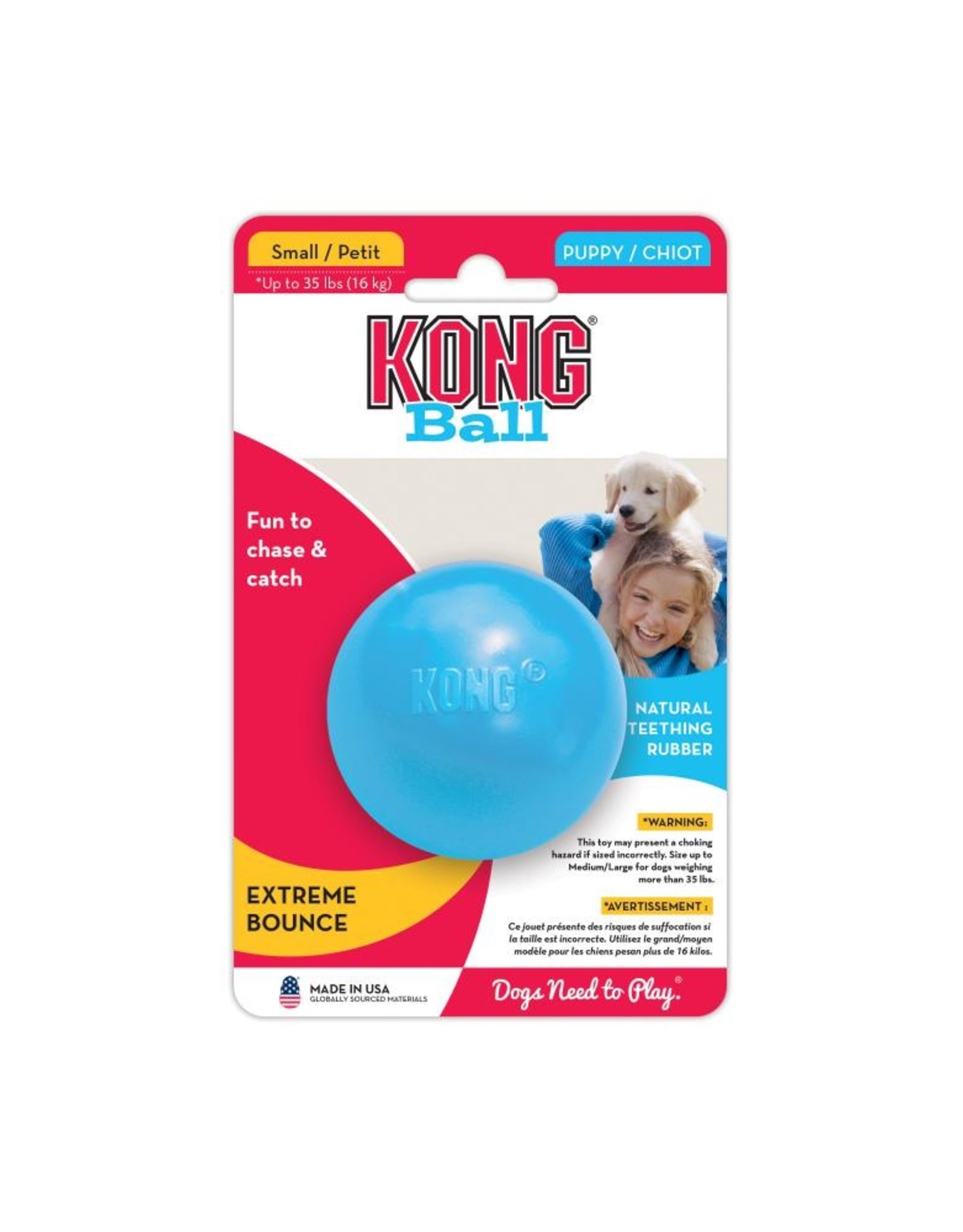KONG KONG Puppy Ball With Hole Dog Toy Assorted - Small
