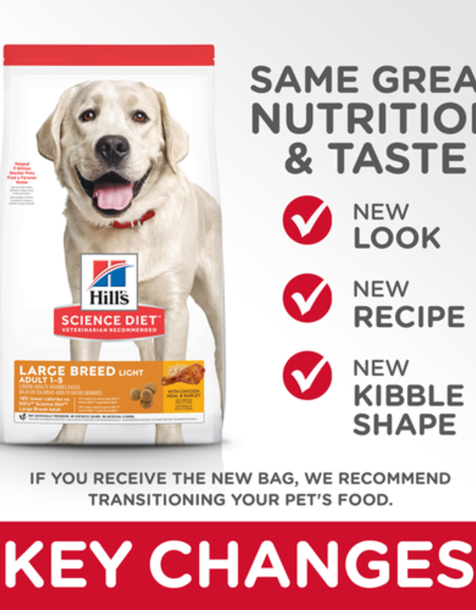 SCIENCE DIET HILL'S SCIENCE DIET CANINE LIGHT LARGE BREED 30LBS