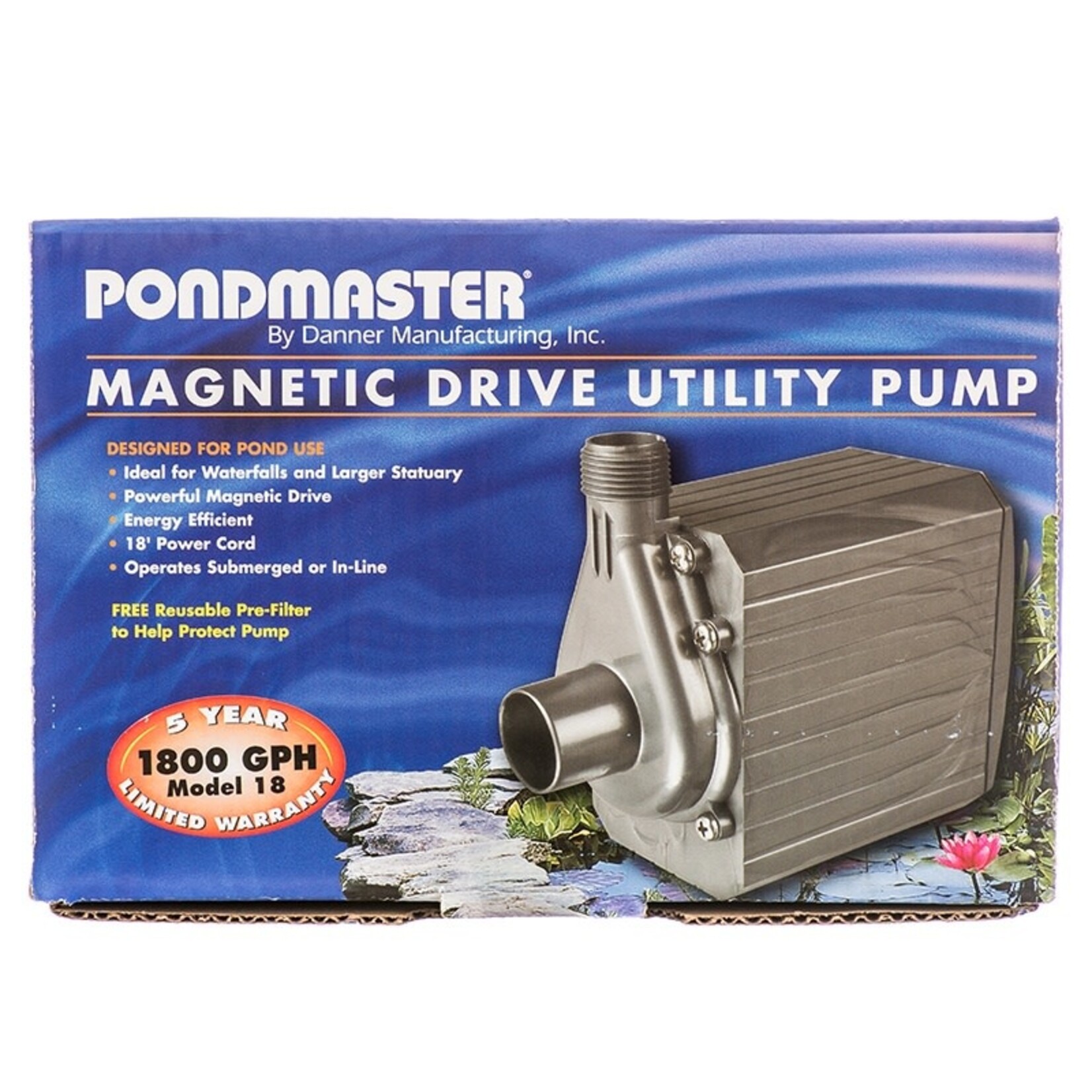 Pondmaster Pondmaster 02728 PM-18 Supreme Mag Drive Pond Pump 1800 GPH PM18 Fountain