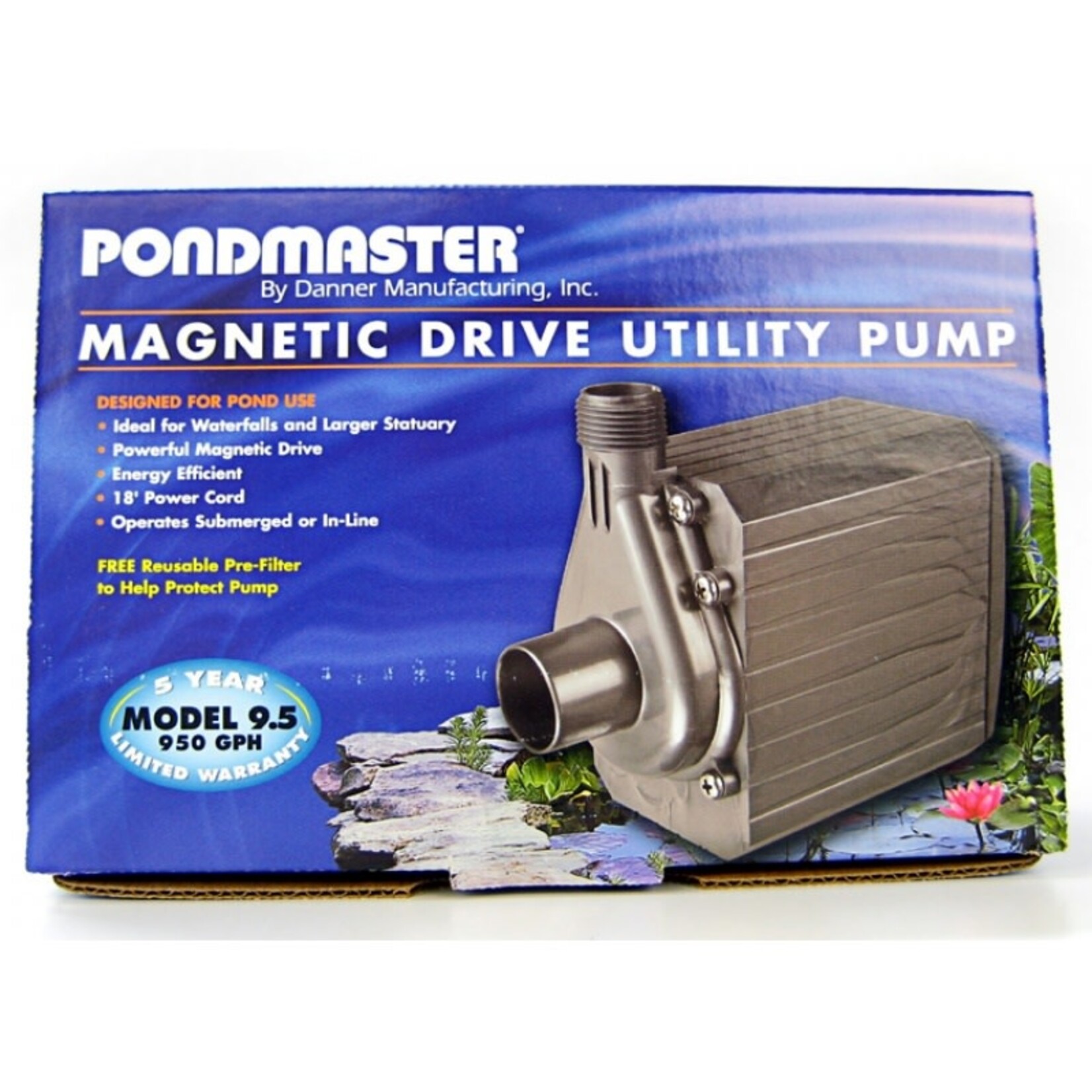 Pondmaster Pondmaster 02720 PM-9.5 Supreme Mag Drive Pond Pump 950 GPH PM9.5 Fountain