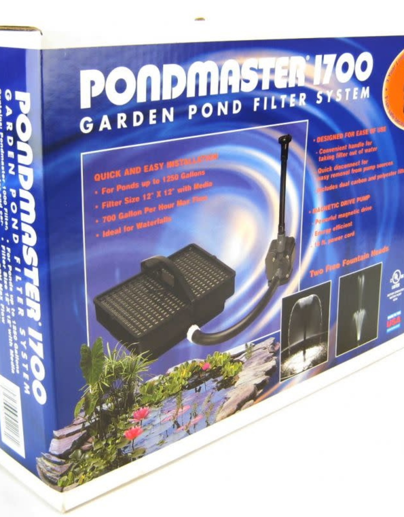 Pondmaster Pondmaster 02217 1700 Pond Fountain Pump Filter Kit 700 GPH & Fountain Head Set