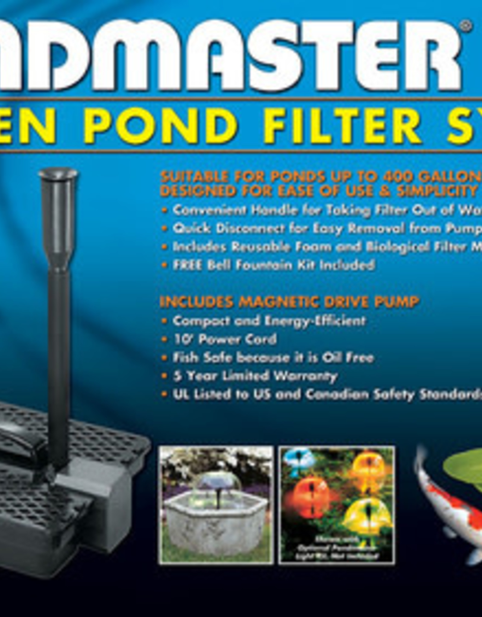 Pondmaster Pondmaster 02019 PMK190 190 GPH Mag Pump+Filter Fountain Head Kit Garden System
