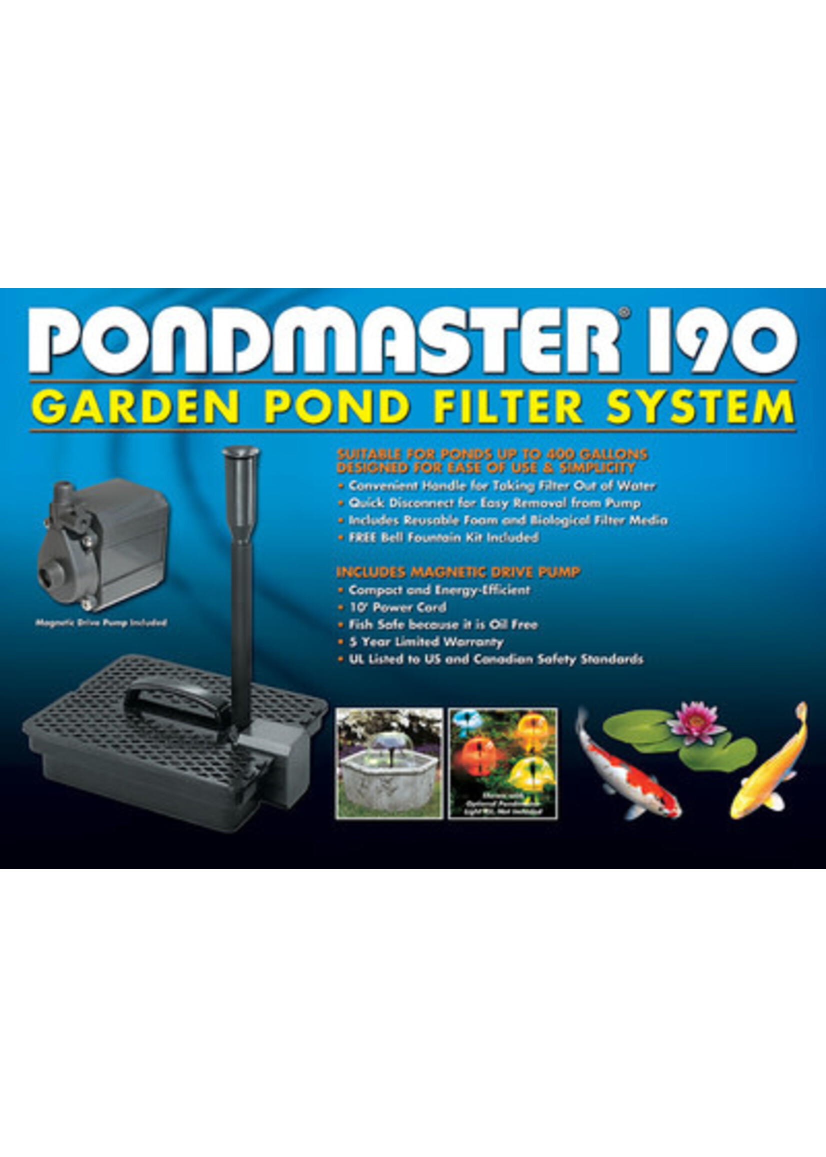 Pondmaster Pondmaster 02019 PMK190 190 GPH Mag Pump+Filter Fountain Head Kit Garden System