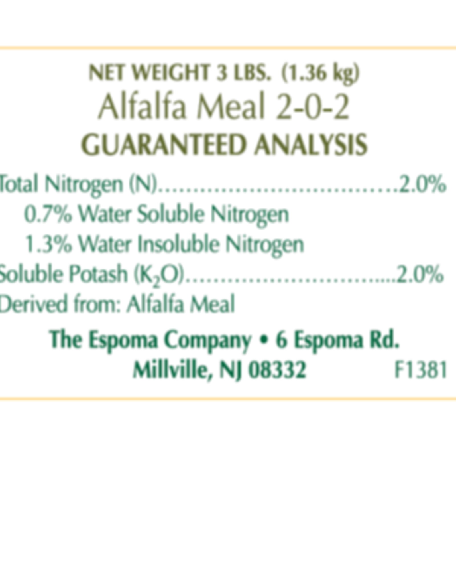 Espoma ESPOMA ALFALFA MEAL 3 lbs