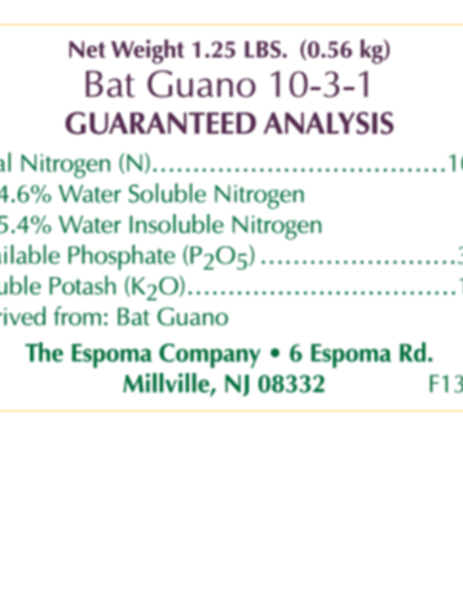 ESPOMA COMPANY ESPOMA BAT GUANO 1.25lbs