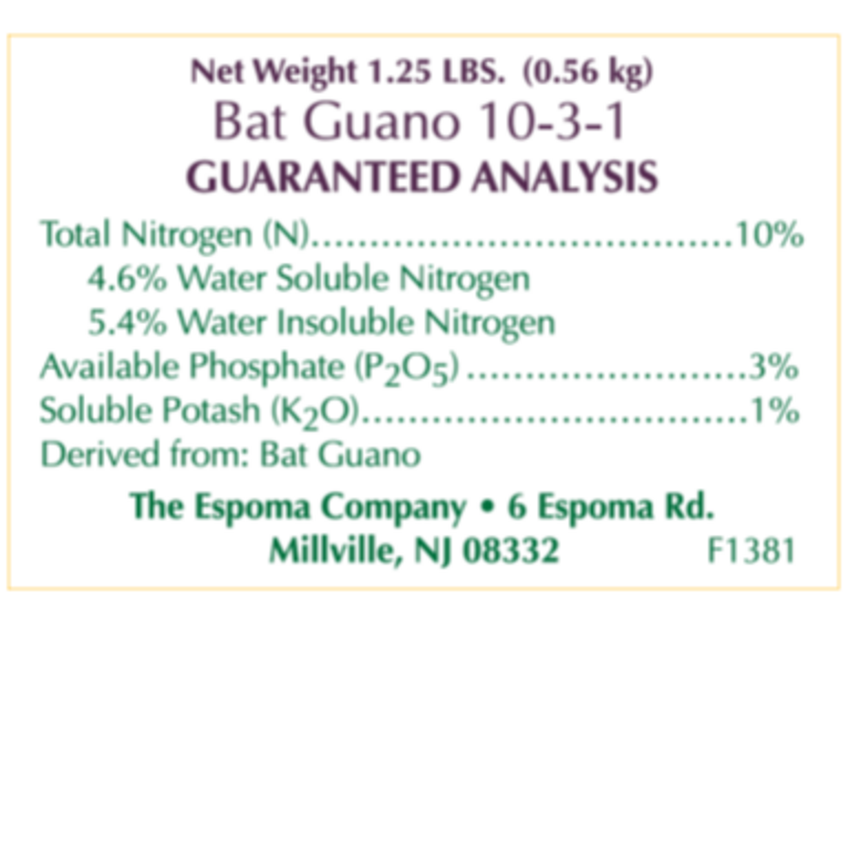 Espoma Espoma Bat Guano Organic Supplement - 1.25 lbs
