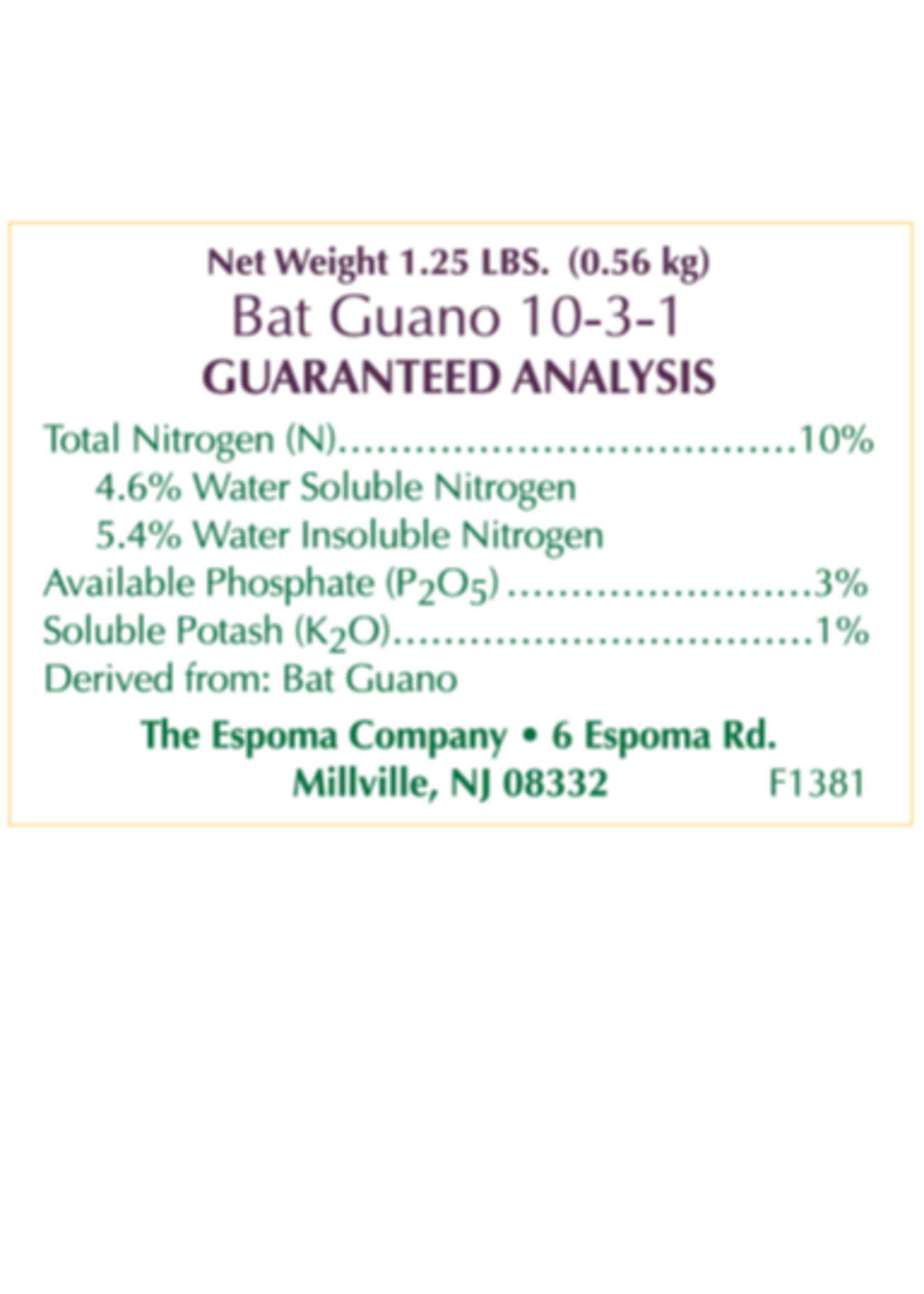 Espoma Espoma Bat Guano Organic Supplement - 1.25 lbs