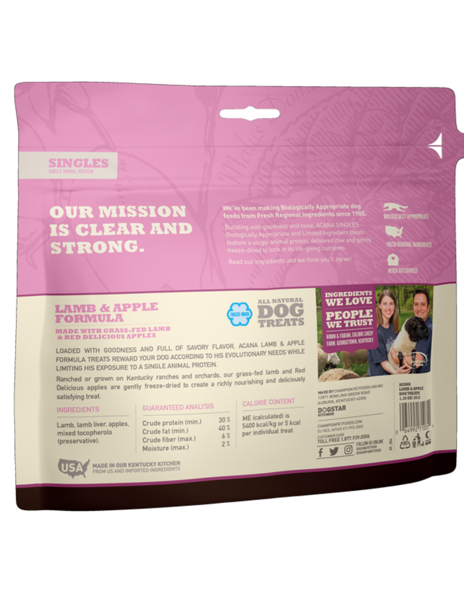 CHAMPION PET FOOD ACANA FREEZE DRIED LAMB & APPLE DOG TREATS 3.25OZ