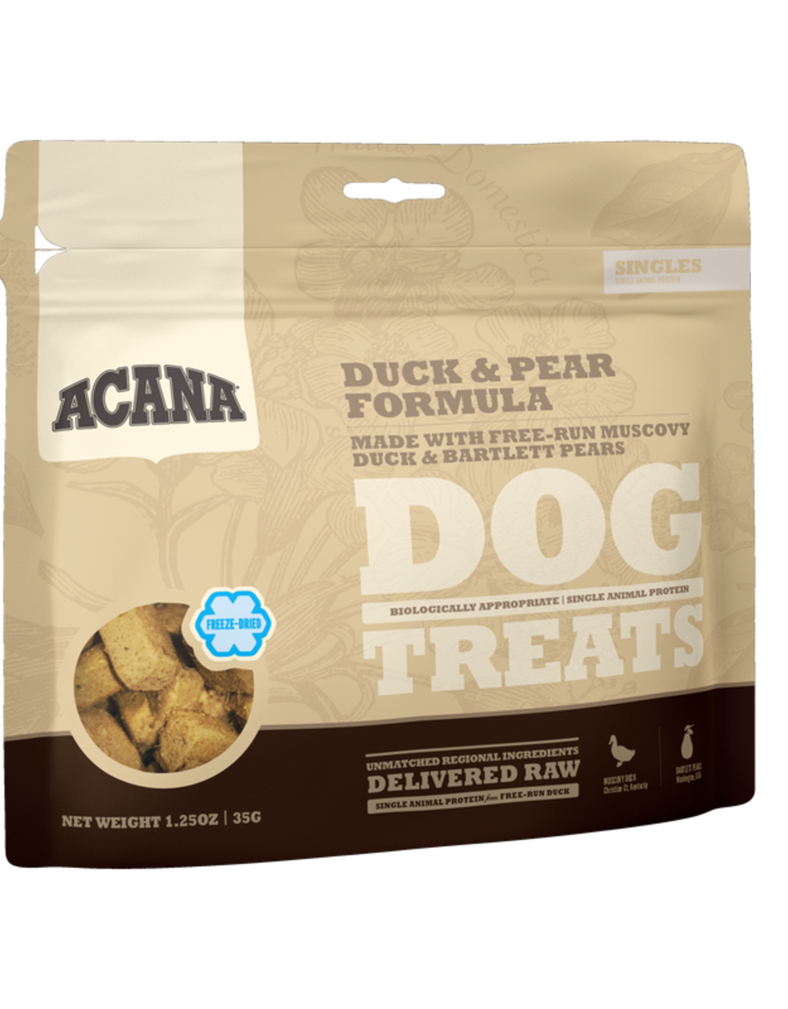 CHAMPION PET FOOD ACANA FREEZE DRIED DUCK & PEAR DOG TREATS 1.25OZ