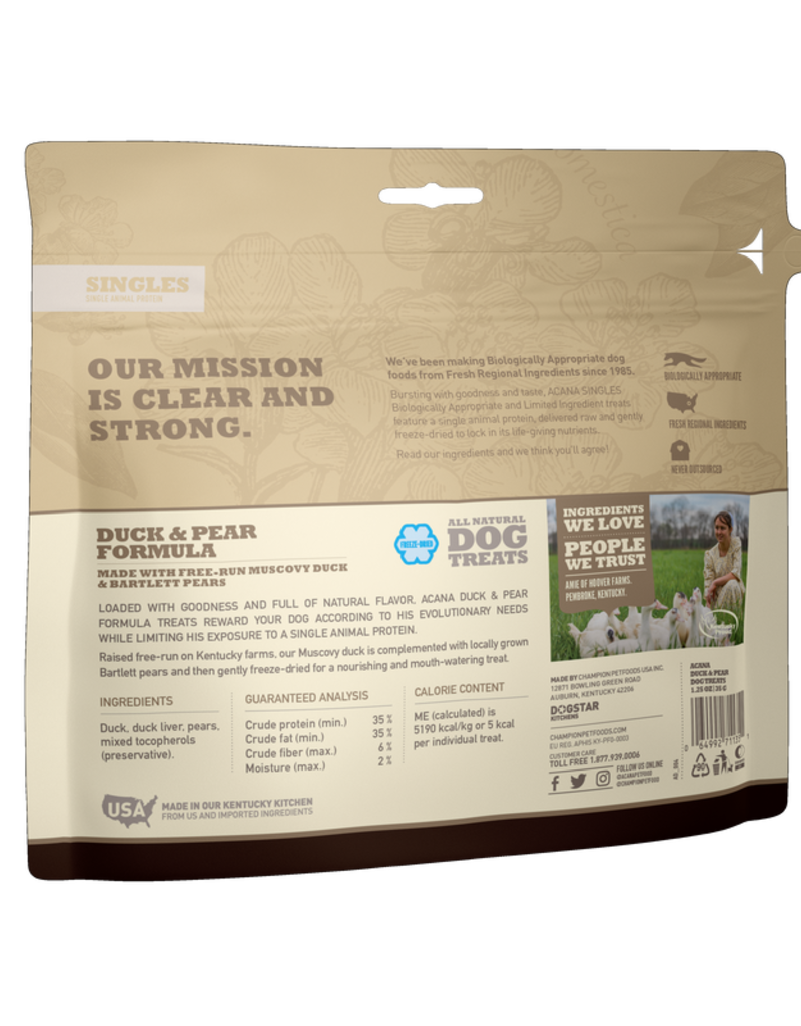 Champion Pet Food ACANA Singles Freeze Dried Grain Free Duck & Pear Dog Treats - 1.25 Oz