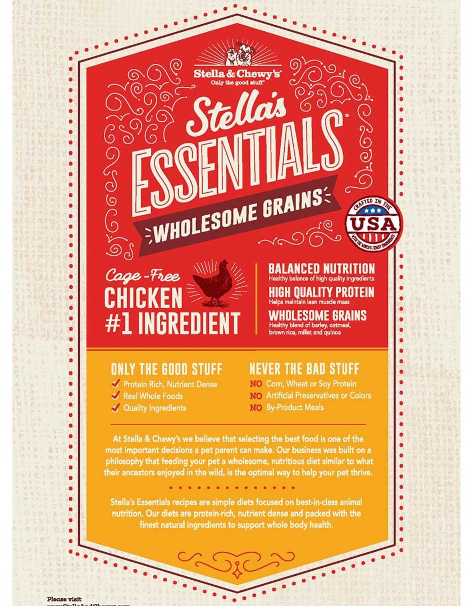 Stella & Chewy's STELLA & CHEWY'S ESSENTIALS CHICKEN & ANCIENT GRAINS 25LBS