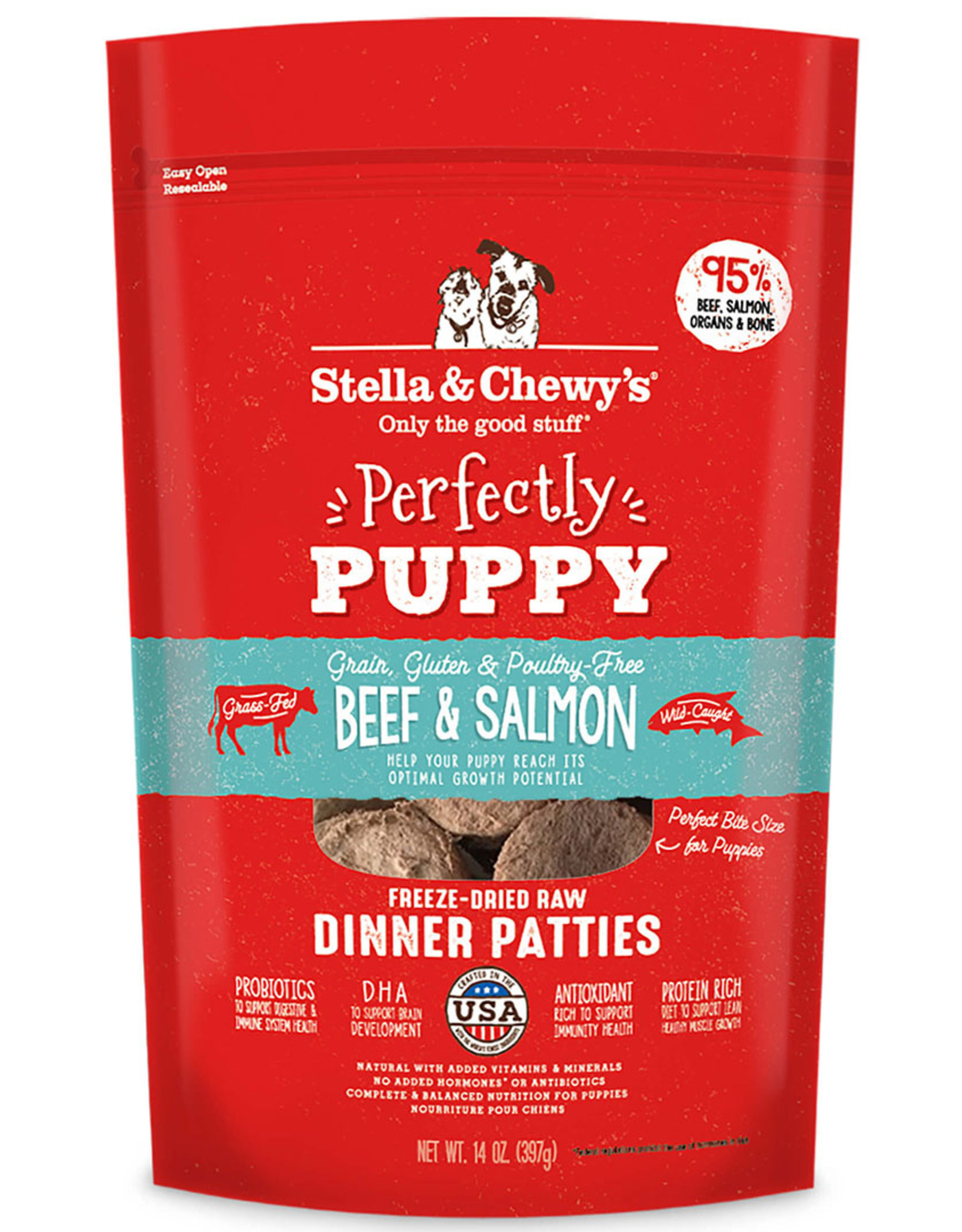 STELLA & CHEWY'S LLC STELLA & CHEWY'S FREEZE-DRIED PUPPY BEEF & SALMON 14OZ