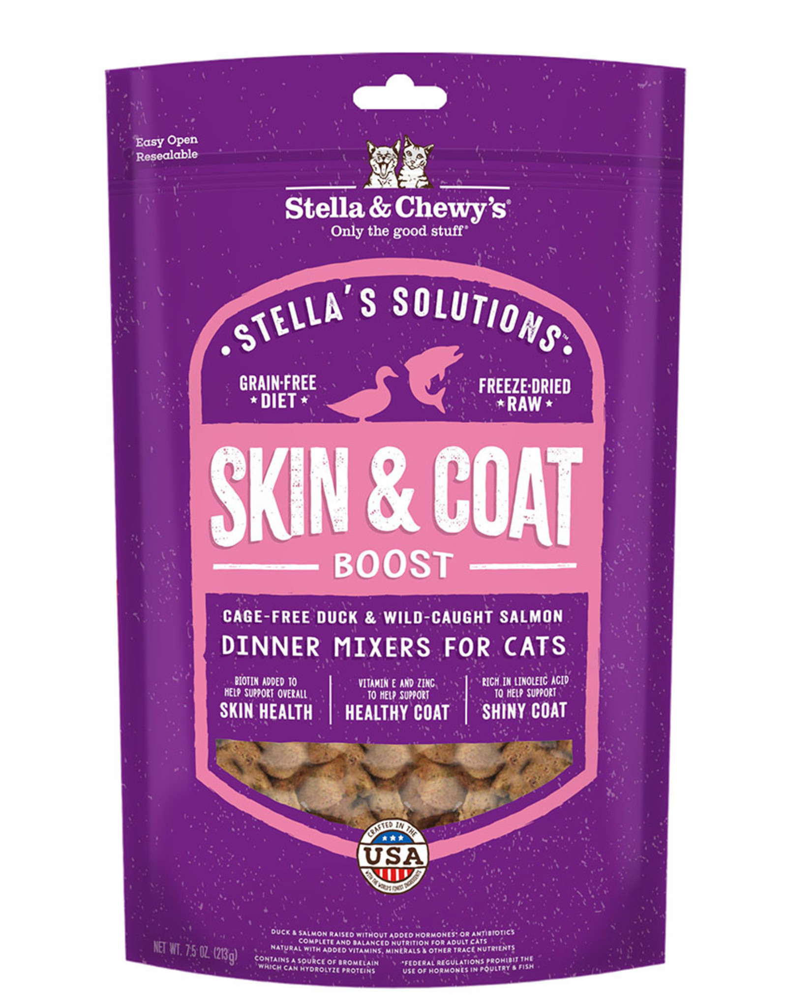 Stella & Chewy's STELLA & CHEWY'S SOLUTIONS CAT SKIN & COAT DUCK AND SALMON 7.5OZ