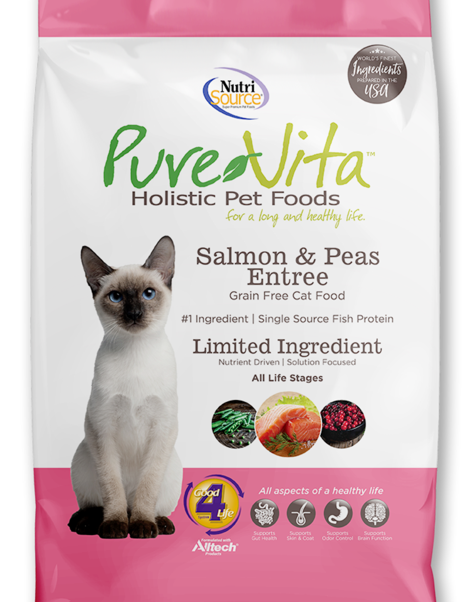 NUTRISOURCE NUTRISOURCE PURE VITA CAT SALMON & PEAS 6.6LBS